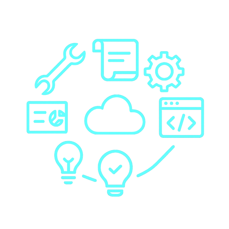 The Builder Unlock — a constellation of builder's tools orbiting a glowing cloud